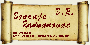 Đorđe Radmanovac vizit kartica